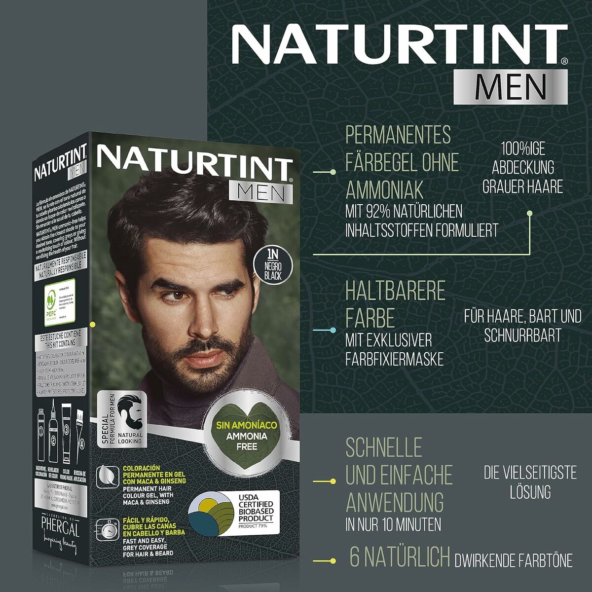 Boîte de teinture permanente Naturtint Men Nº 7n-Rubio Avellana sans ammoniaque pour hommes.