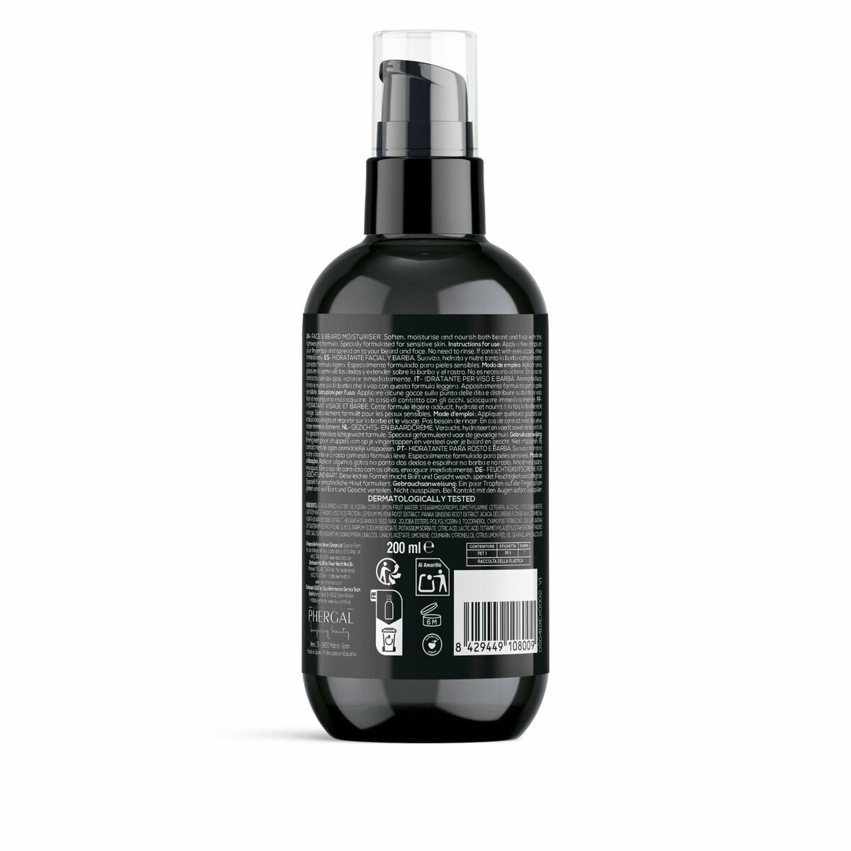 Back view of Naturtint MEN shaving set bottle, featuring product details and specifications.