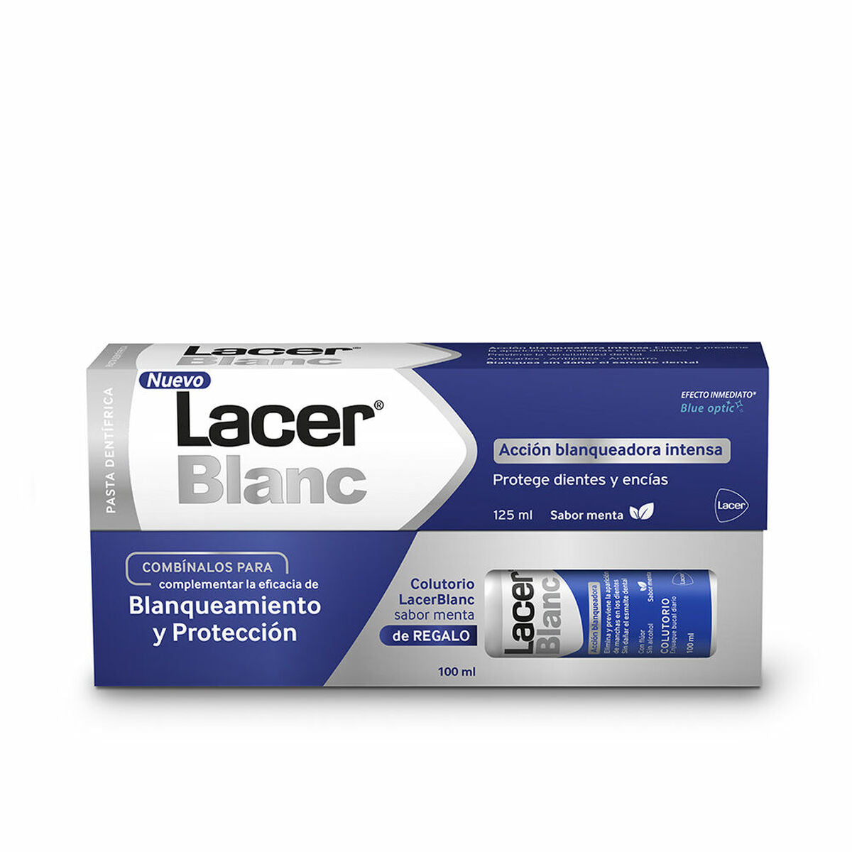 Pack de Dentifrice Lacer LACERBLANC de 125 ml et bain de bouche de 100 ml, soin bucco-dentaire unisexe et blanchiment.