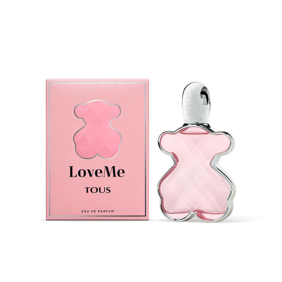 Parfum Femme Tous LoveMe 50ml, flacon rose en forme d'ours, parfum authentique pour femmes.