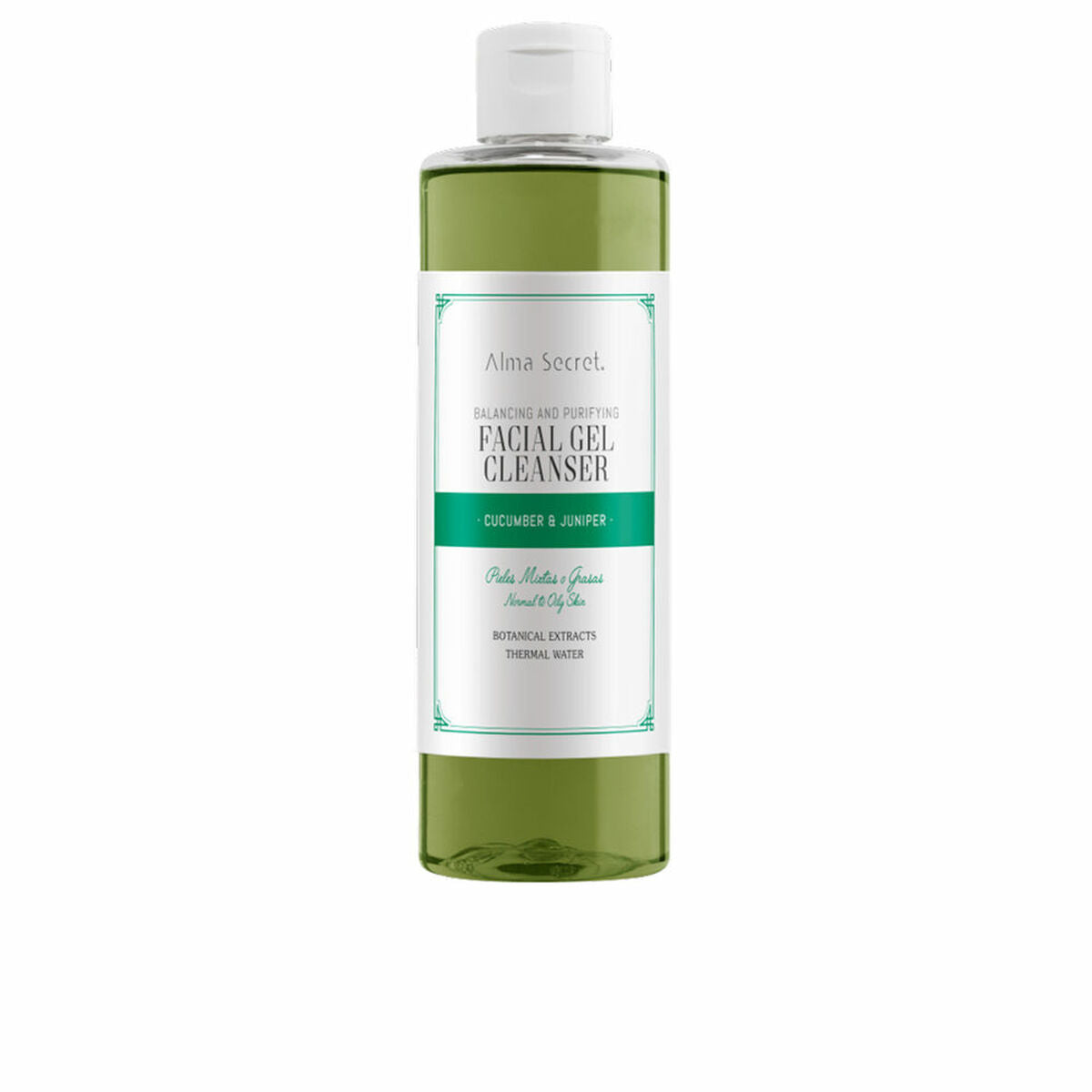 Alma Secret Gel Nettoyant Visage Équilibrant Purificatrice au Concombre et Genévrier, 200 ml.