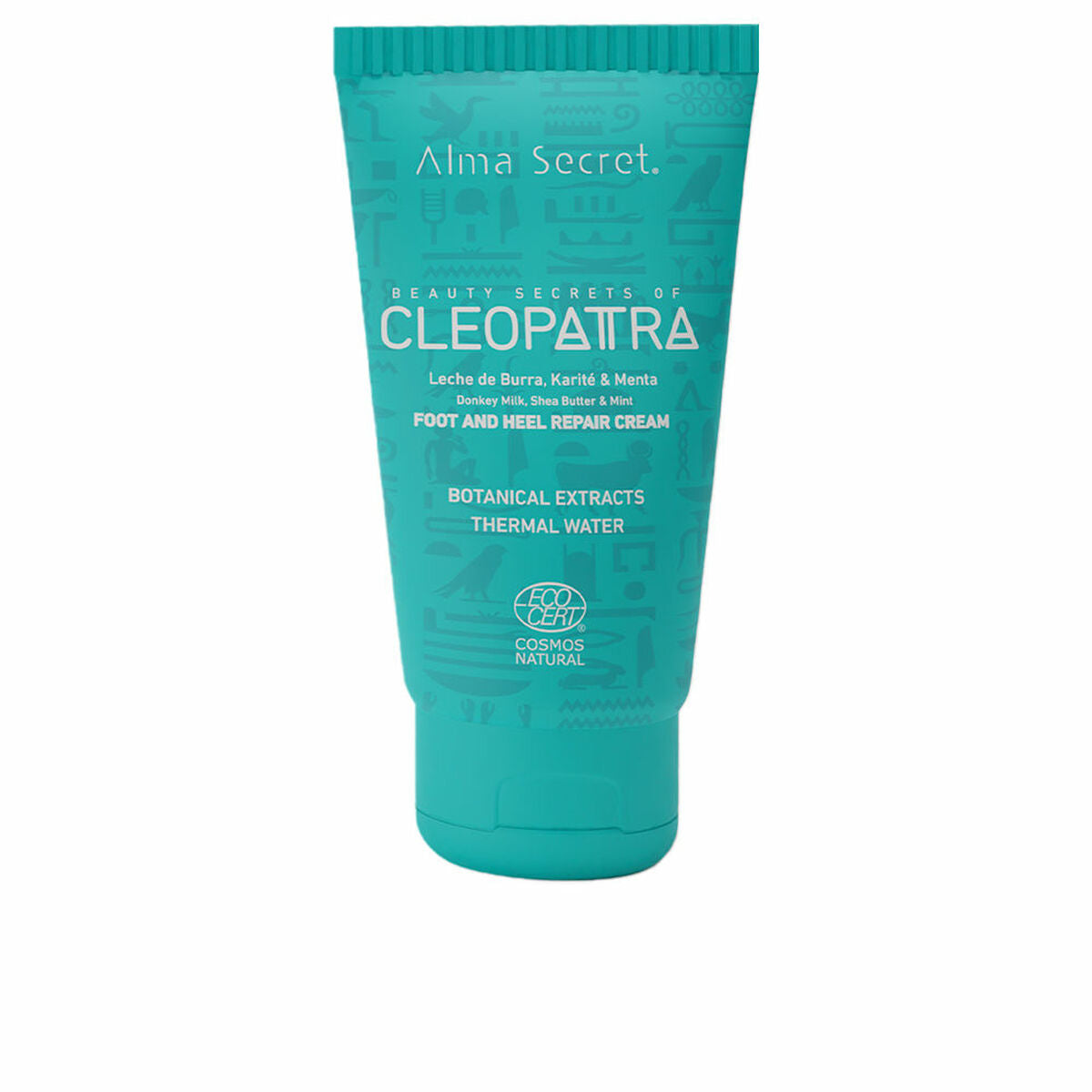 Crème hydratante pour les pieds Alma Secret Beauty Secrets of Cleopatra 40 ml en tube, idéale pour soulager les talons fissurés.