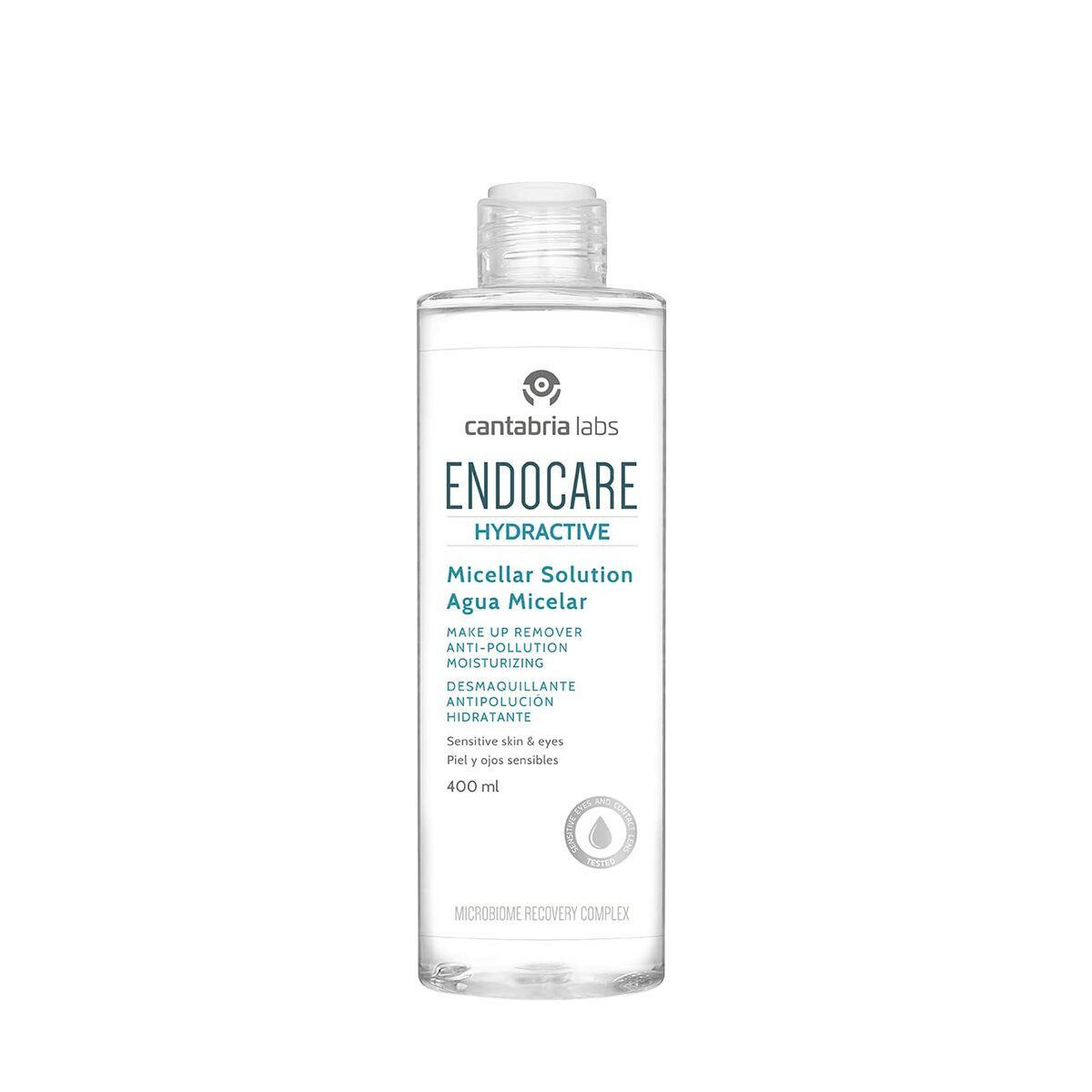 Eau micellaire Endocare Hydractive 400 ml, un soin doux pour le visage et démaquillant efficace.