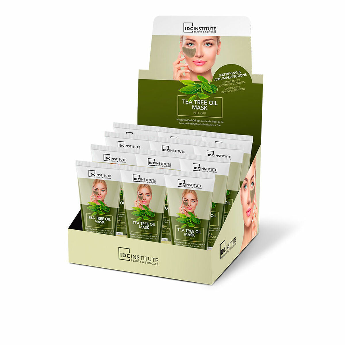 IDC Institute Tea Tree Oil Peel Off Facial Mask display, showcasing multiple packets for skincare enthusiasts.