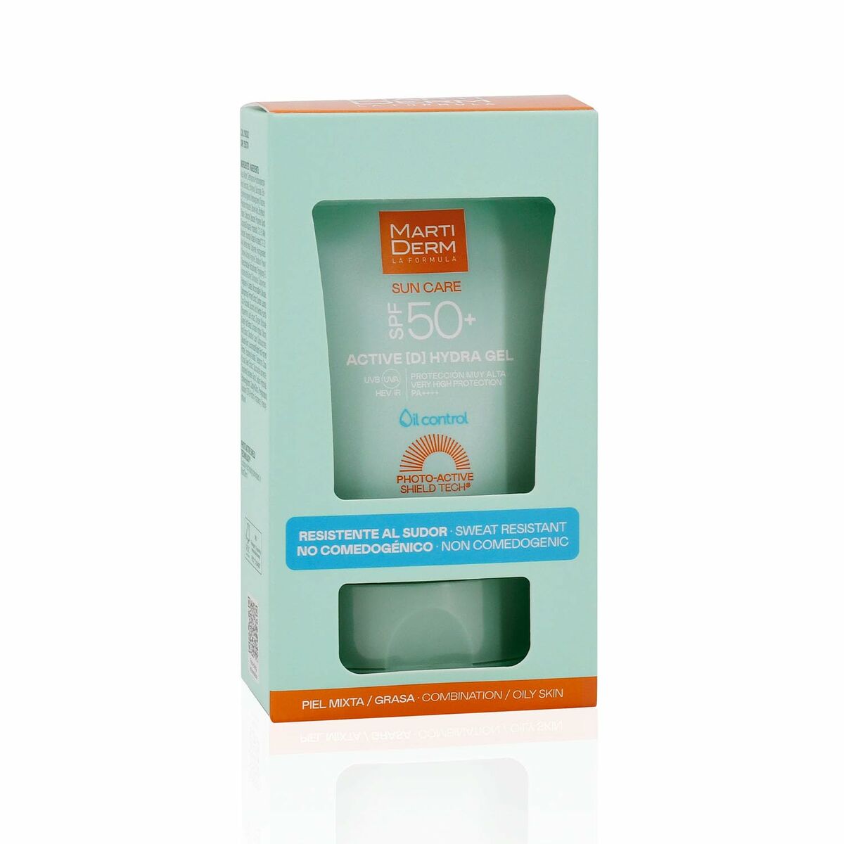 Protecteur solaire Martiderm Sun Care SPF 50+ en tube de 50 ml, spécialement conçu pour peau mixte et grasse.