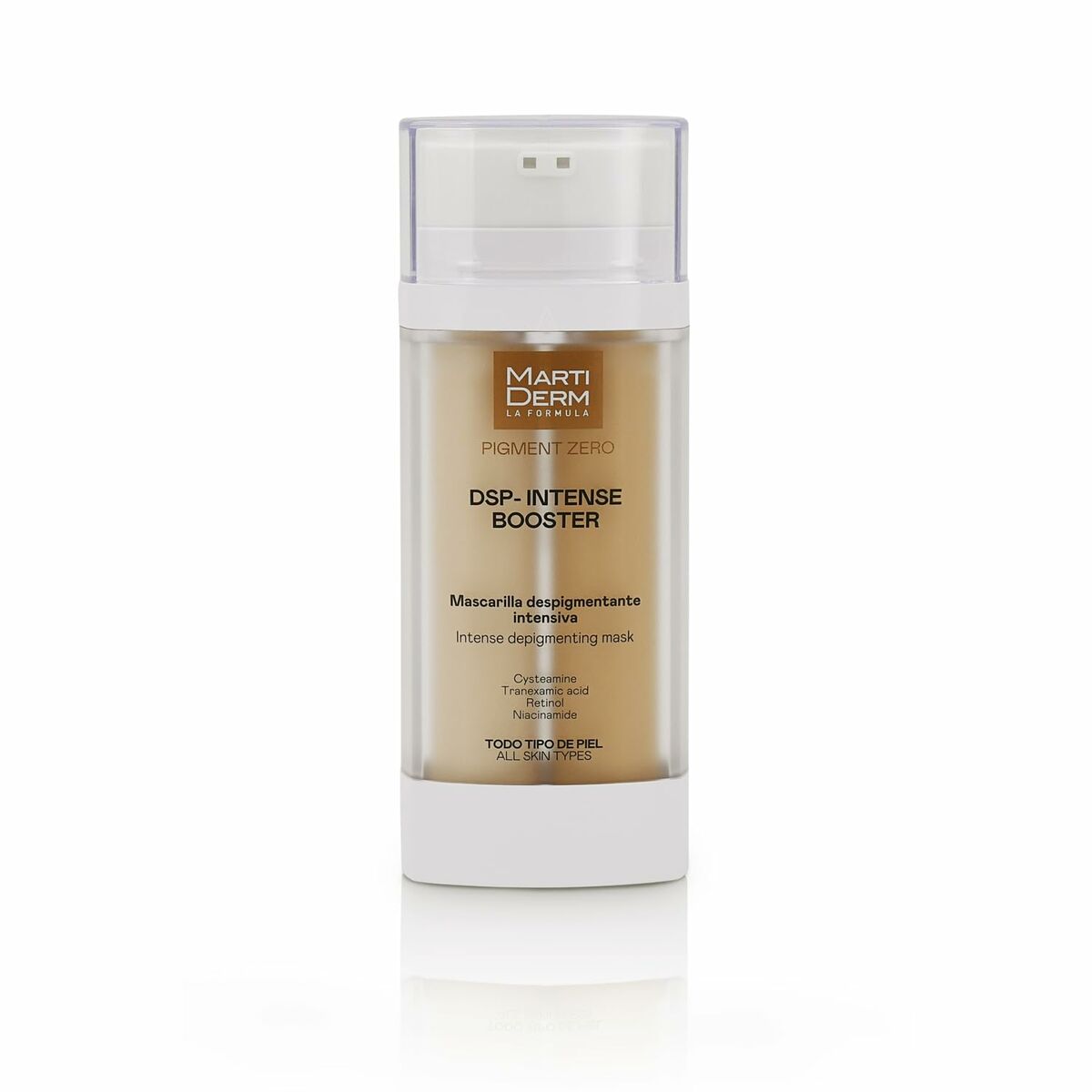 Crème Martiderm PIGMENT ZERO DSP-INTENSE BOOSTER 30 ml for all skin types, featuring potent ingredients like Vitamin C and Retinol.