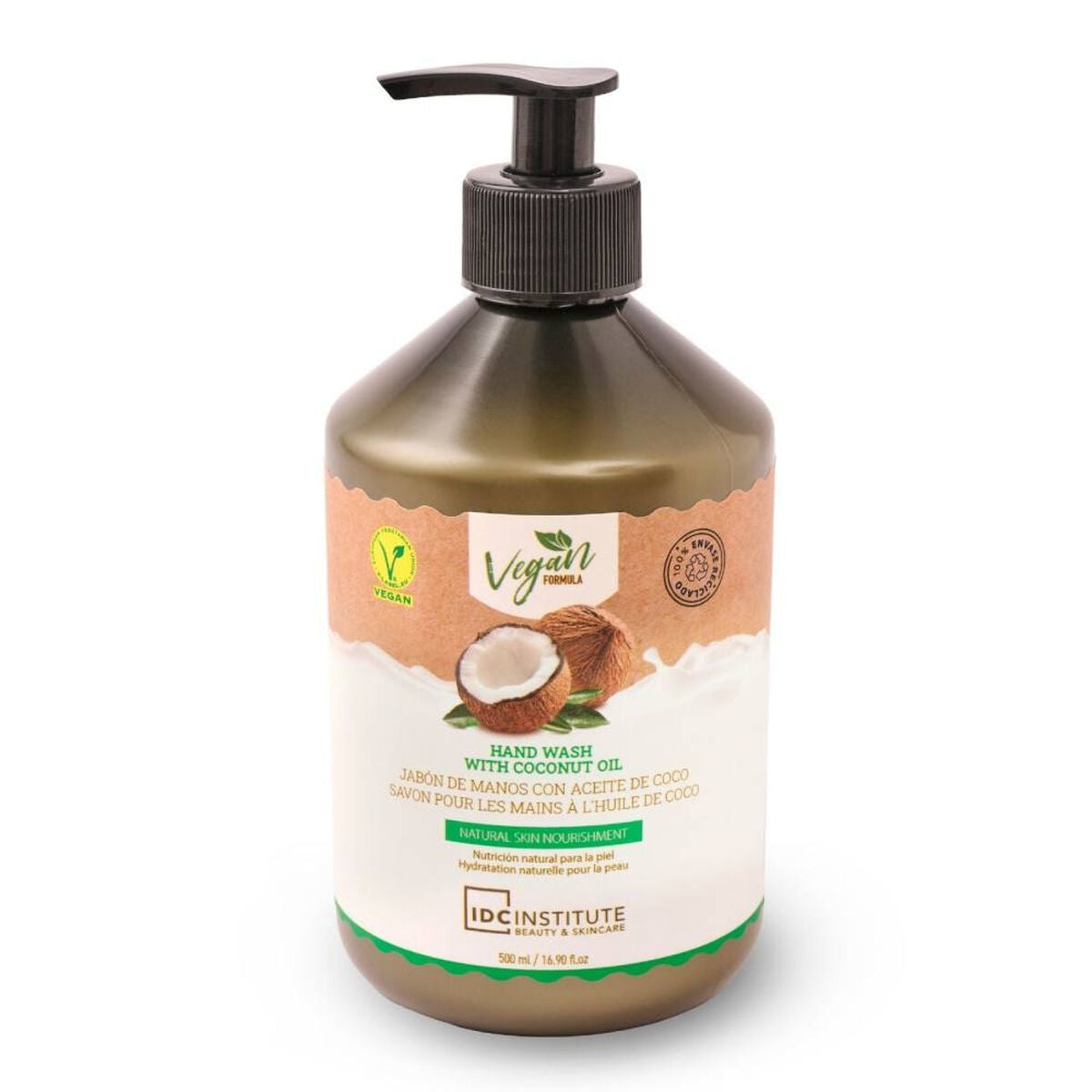 Savon pour les Mains IDC Institute avec Huile de Noix de Coco, 500 ml, Vegan, pour un soin doux des mains.