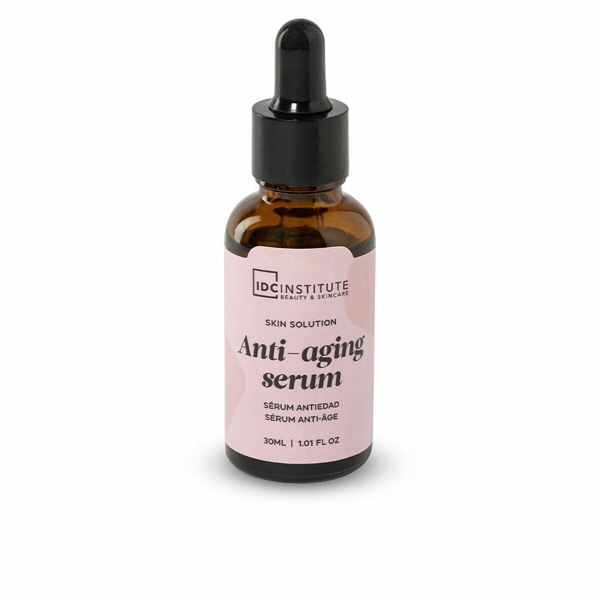 Sérum visage Anti-âge IDC Institute 30 ml en flacon en verre avec pipette, idéal pour tous types de peau.