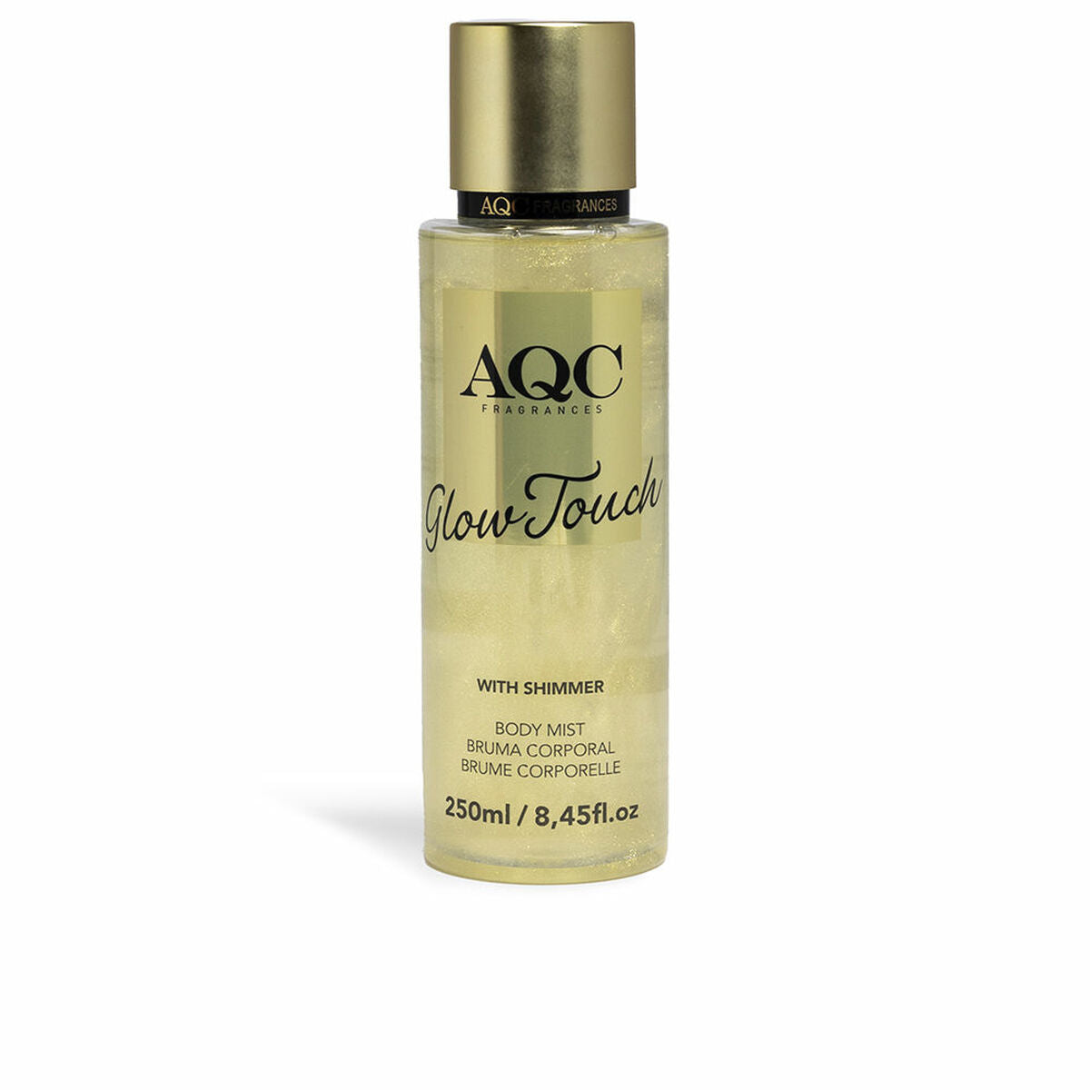Parfum unisexe Glow Touch 250 ml de AQC, brume corporelle avec paillettes, idéal pour un parfum léger et tendance.