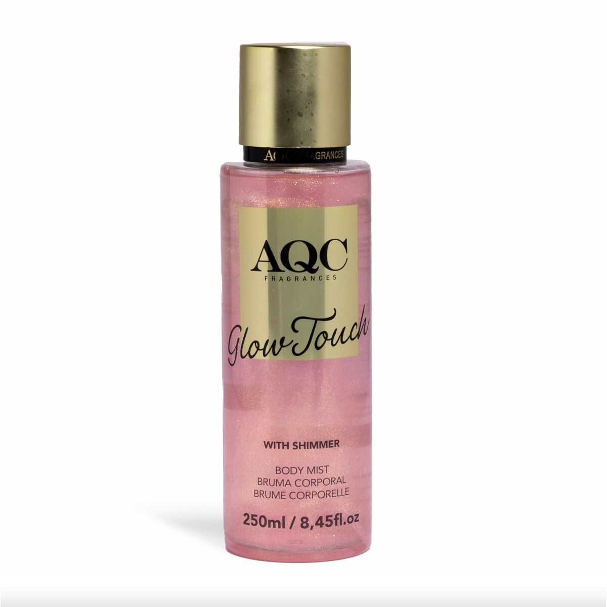 Parfum Unisexe IDC Institute GLOW TOUCH 250 ml, flacon de brume corporelle avec éclats roses.
