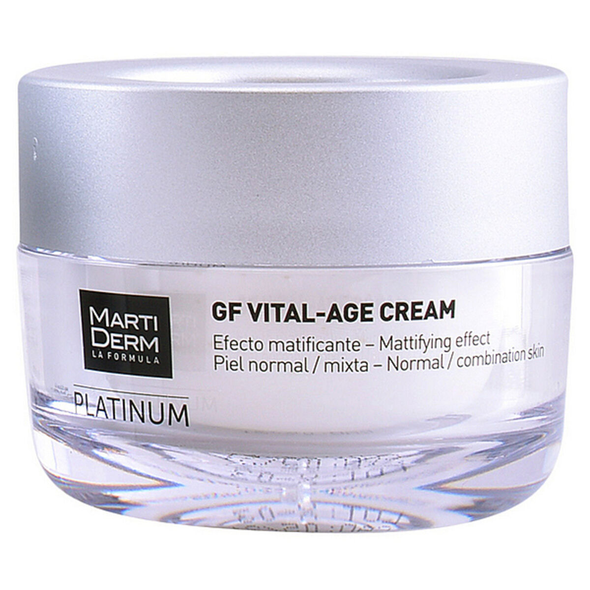 Crème de jour hydratante Platinum GF Martiderm, soin anti-âge pour peau normale à mixte, 50 ml.