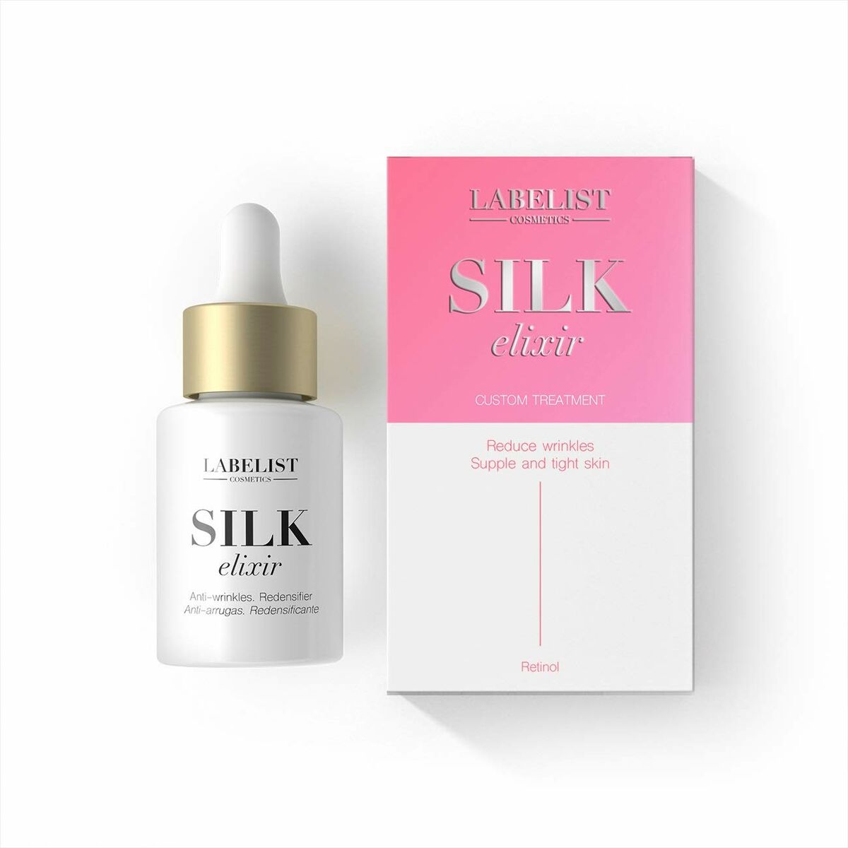 Labelist Cosmetics Silk Elixir 30 ml anti-wrinkle treatment for supple and tight skin, featuring retinol.
