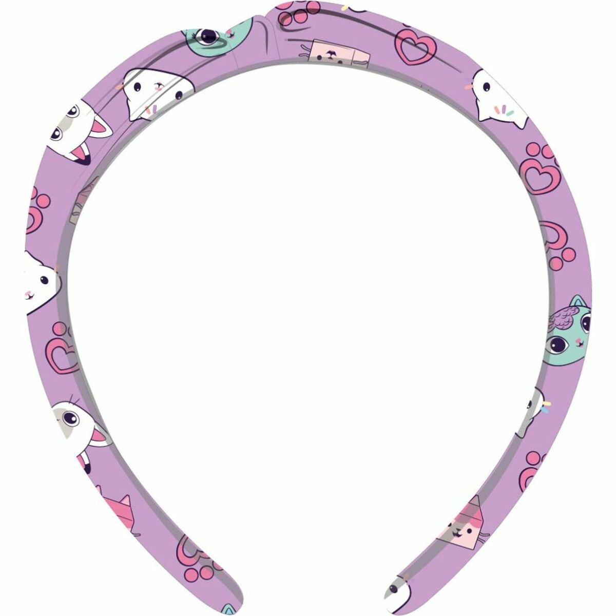 Purple headband featuring cute characters and patterns from Gabby's Dollhouse for kids.