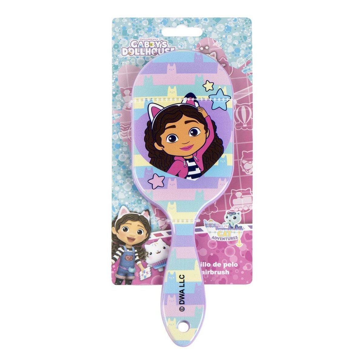 Brosse à Cheveux Gabby's Dollhouse avec design multicolore pour enfants, idéale pour styliser et démêler les cheveux.
