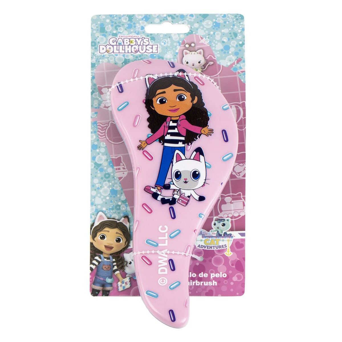 Brosse Gabby's Dollhouse rose avec personnage, idéale pour enfants, en ABS 100%, amusante et colorée