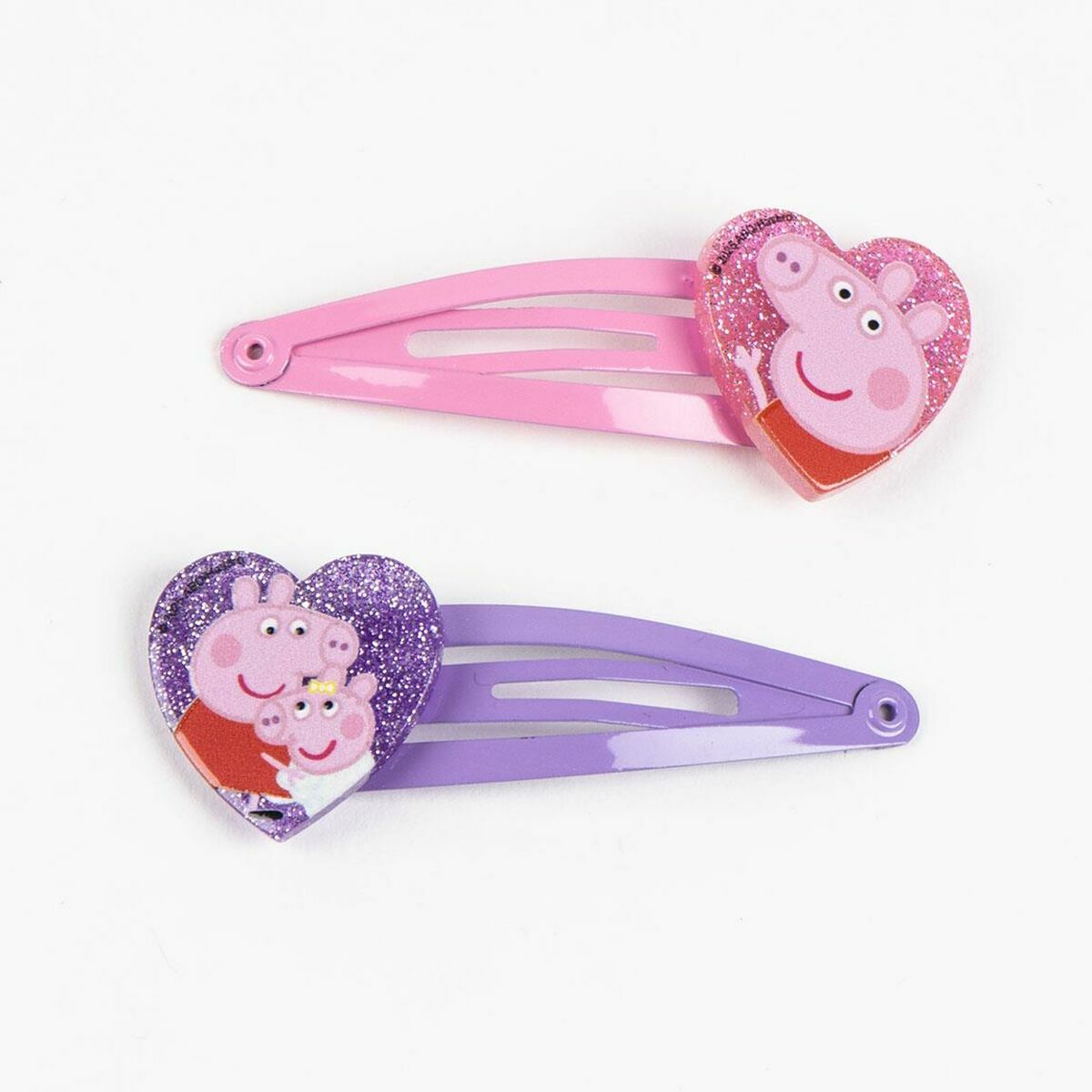Accessoires pour les cheveux Peppa Pig en cœur, 5 pièces, rose et violet, pour filles de plus de 3 ans.