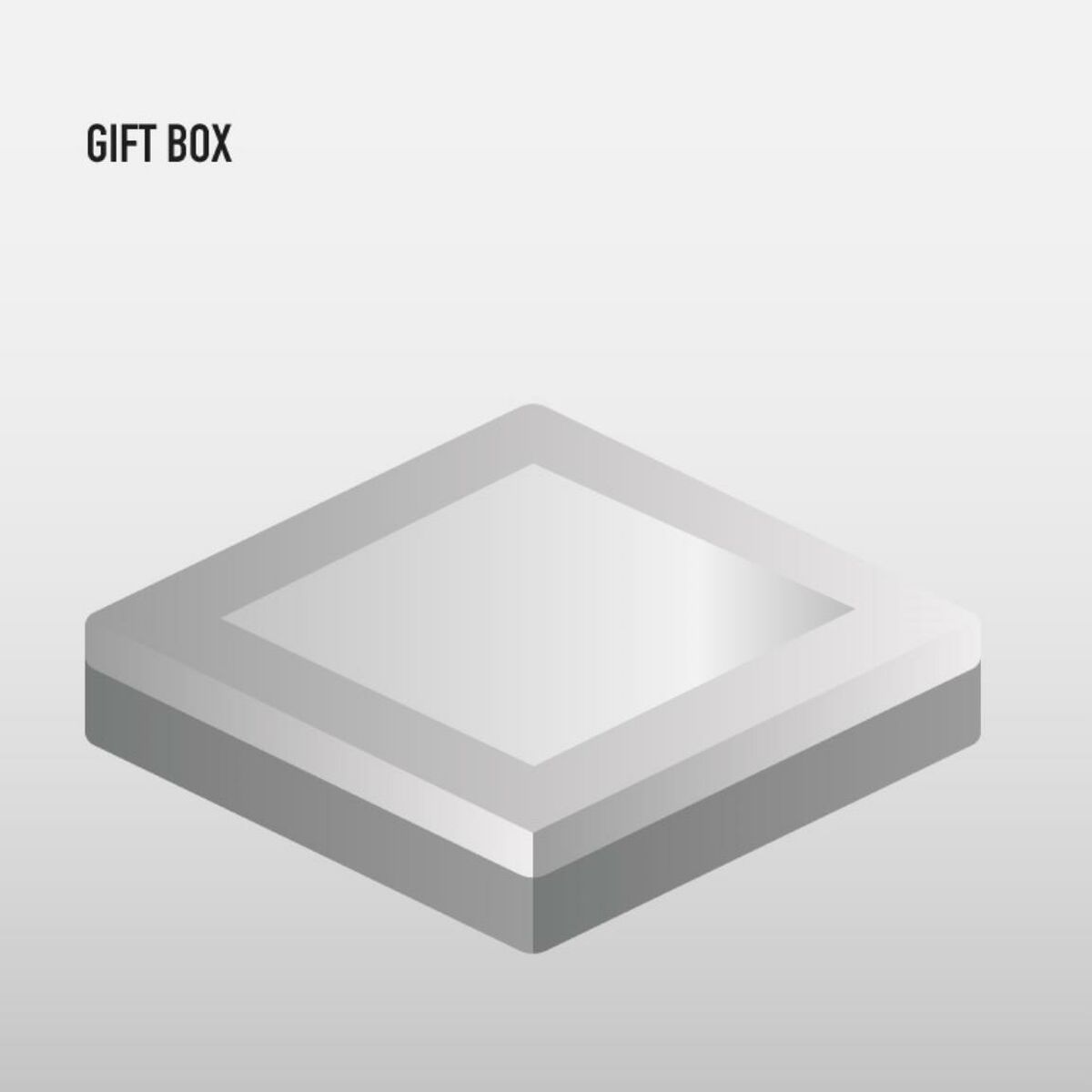 Illustration of a simple gray gift box on a plain background.