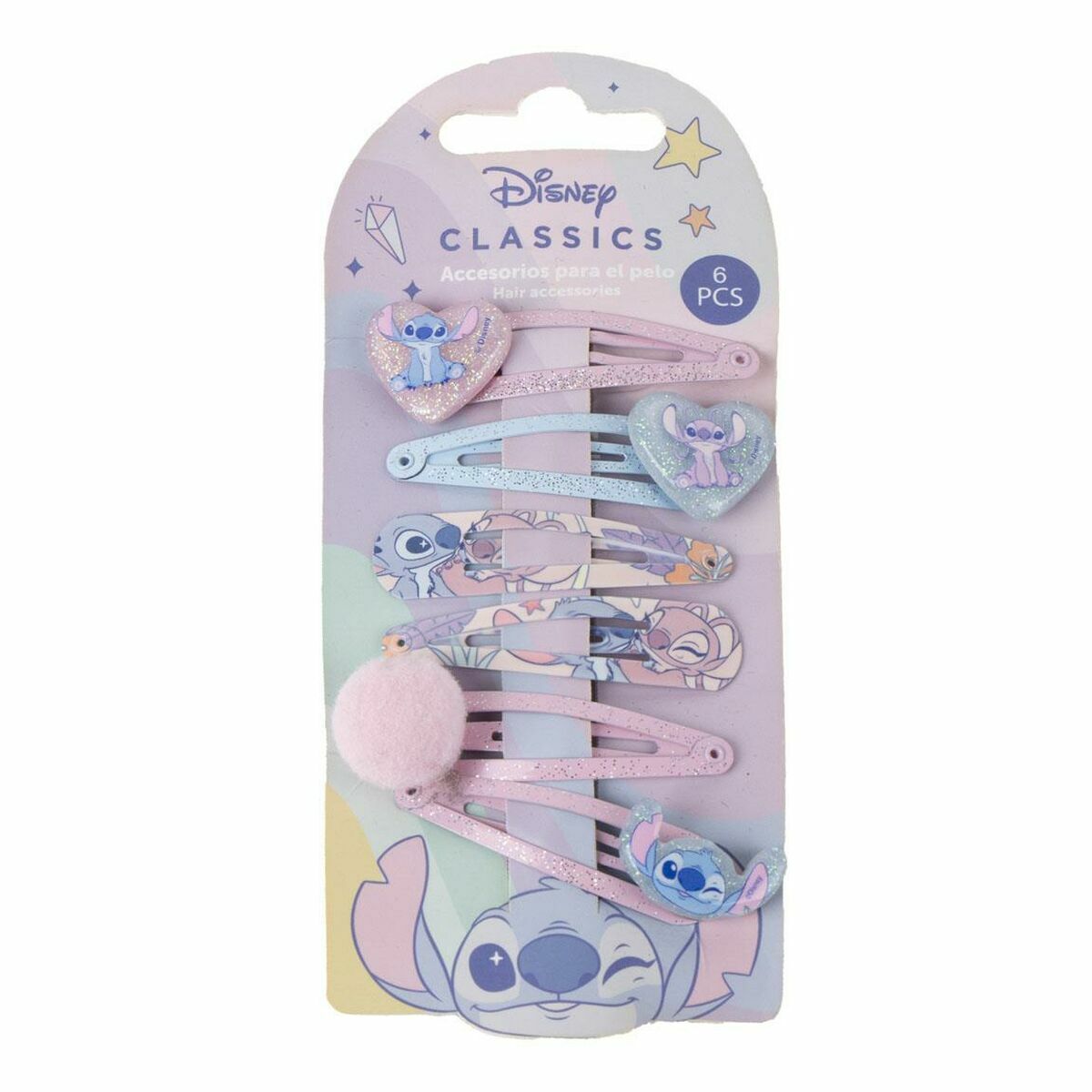 Pinces à cheveux Stitch bleu en pack de 6, accessoires Disney pour enfants, ajoutent une touche de magie au look.