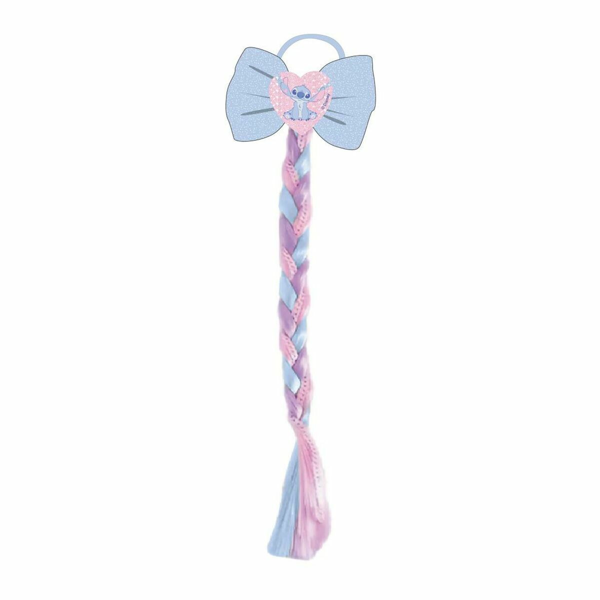 Pinces à cheveux Stitch Bleu avec nœud et tresses bleues et roses, accessoire de coiffure élégant.