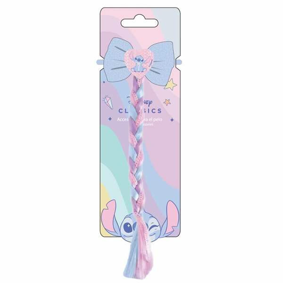 Pinces à cheveux Stitch Bleu avec nœud en tissu, accessoire de coiffure coloré et authentique.