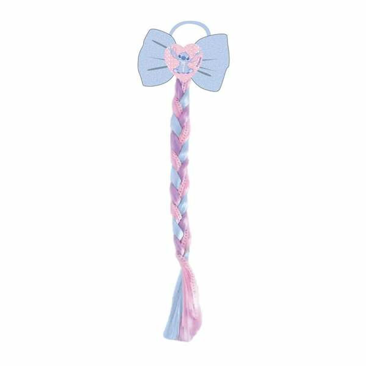 Pinces à cheveux Stitch Bleu avec un noeud en satin, tresses roses et bleues, parfaits pour rehausser votre look.