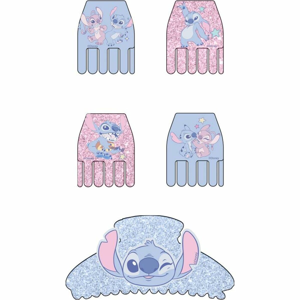 Ensemble de pinces à cheveux Stitch bleu avec motifs de Stitch et son ami, parfait pour rehausser votre look.