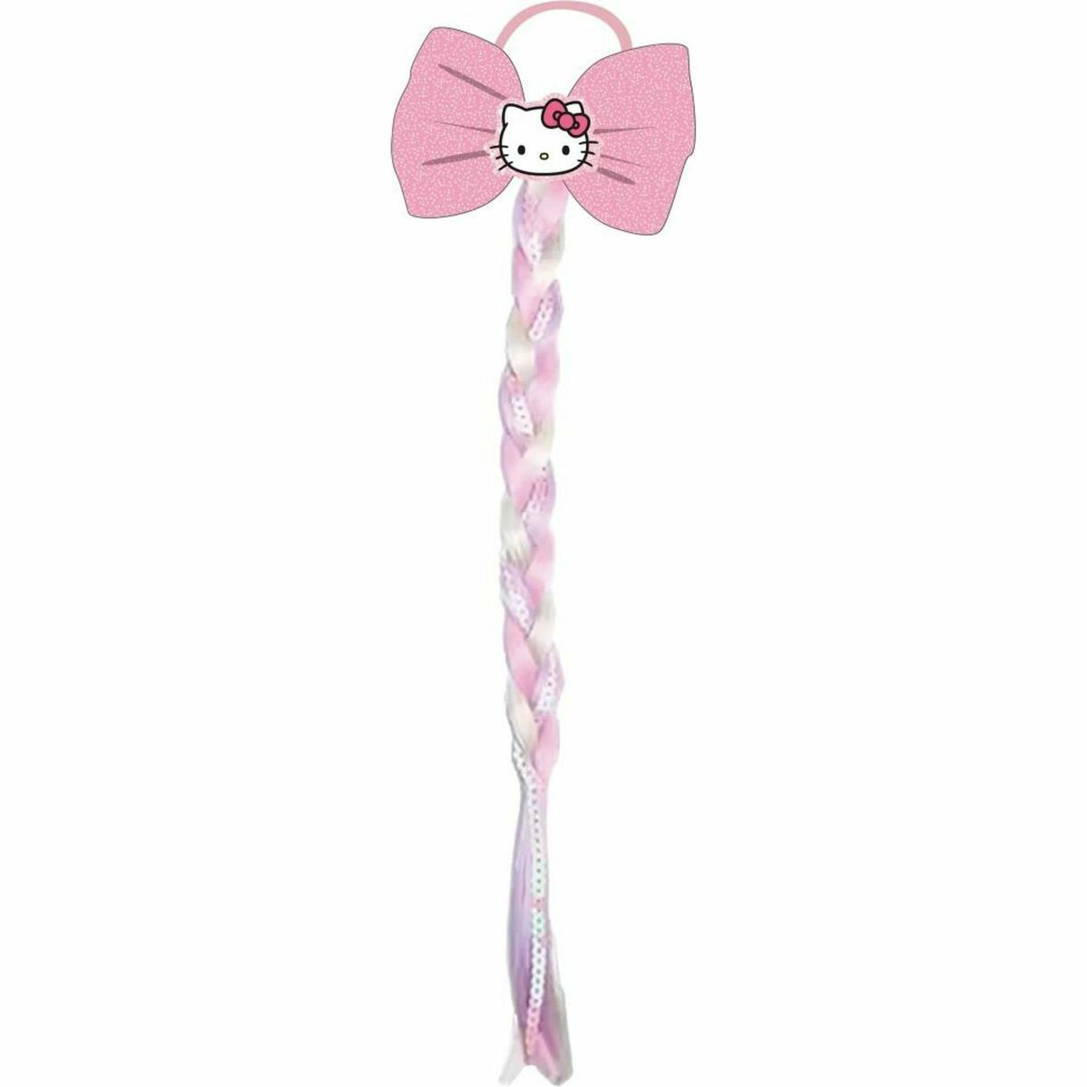 Pinces à cheveux Hello Kitty Rose avec nœud et tresse colorée, accessoires de coiffure authentiques.