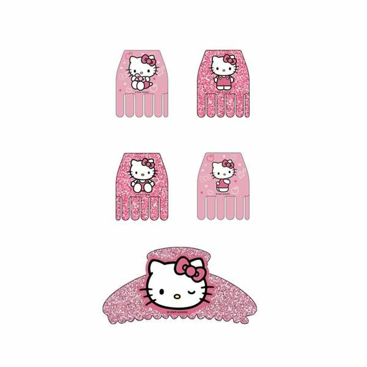 Ensemble de pinces à cheveux Hello Kitty rose, parfaites pour ajouter une touche mignonne à votre coiffure.