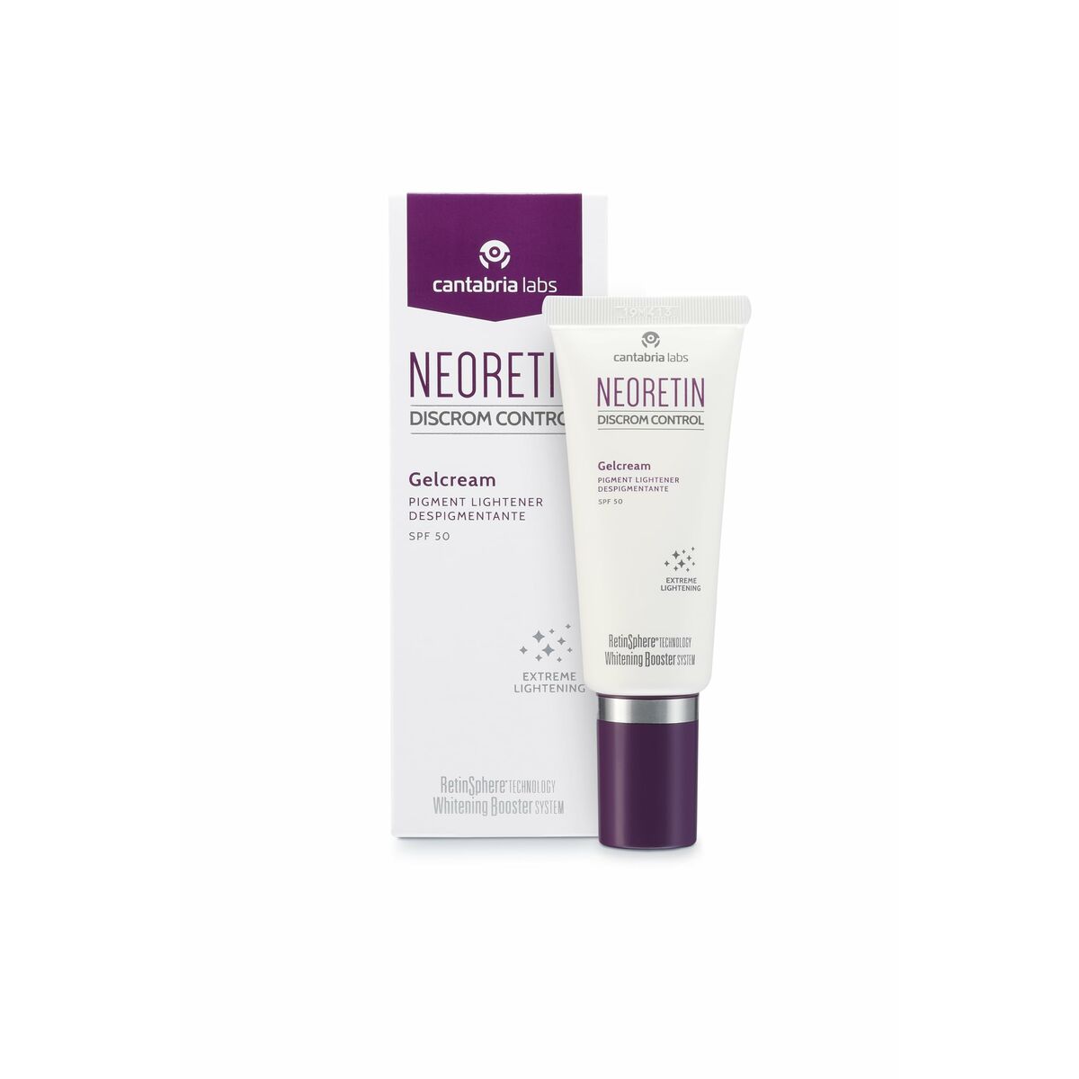 Crème dépigmentante Neoretin en tube avec emballage, idéal pour un éclaircissement de la peau.