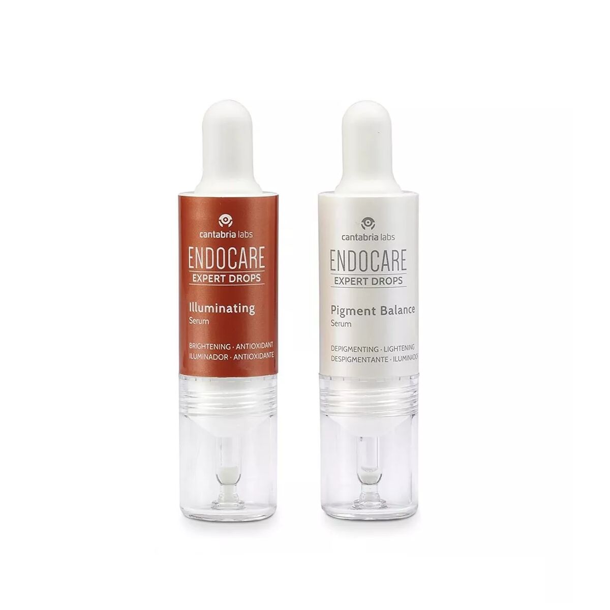 Set de Cosmétiques Femme Endocare Expert Drops, 2 sérums éclairants et dépigmentants en flacons transparents.