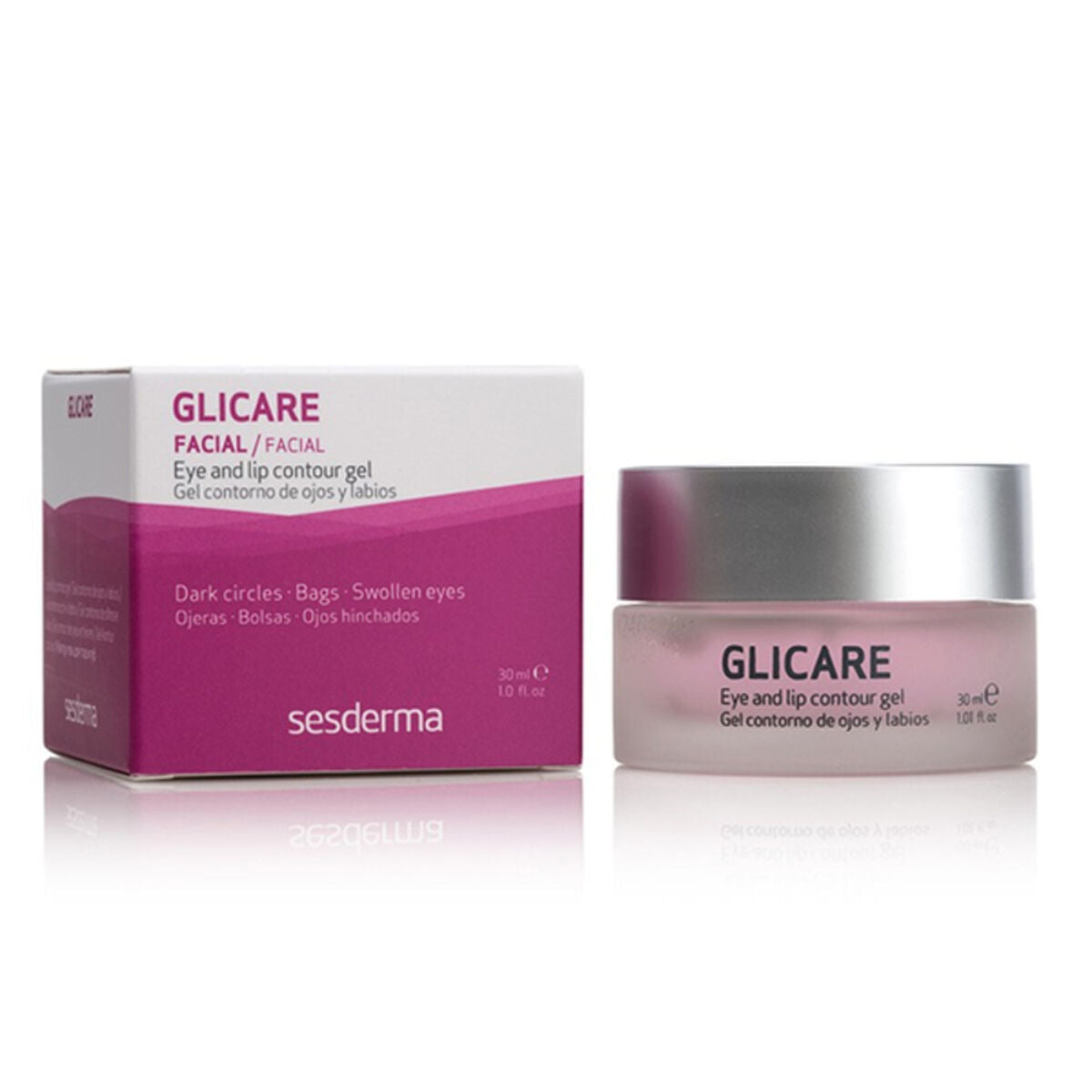 Contoured eye gel Glicare Sesderma (30 ml) for reducing dark circles and puffiness, suitable for all skin types.