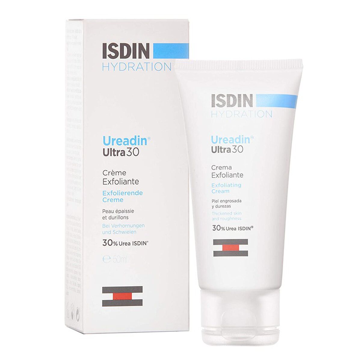 Ureadin Ultra 30 Exfoliating Cream by ISDIN, 30% Urea, for soothing and hydrating all skin types, 200 ml.