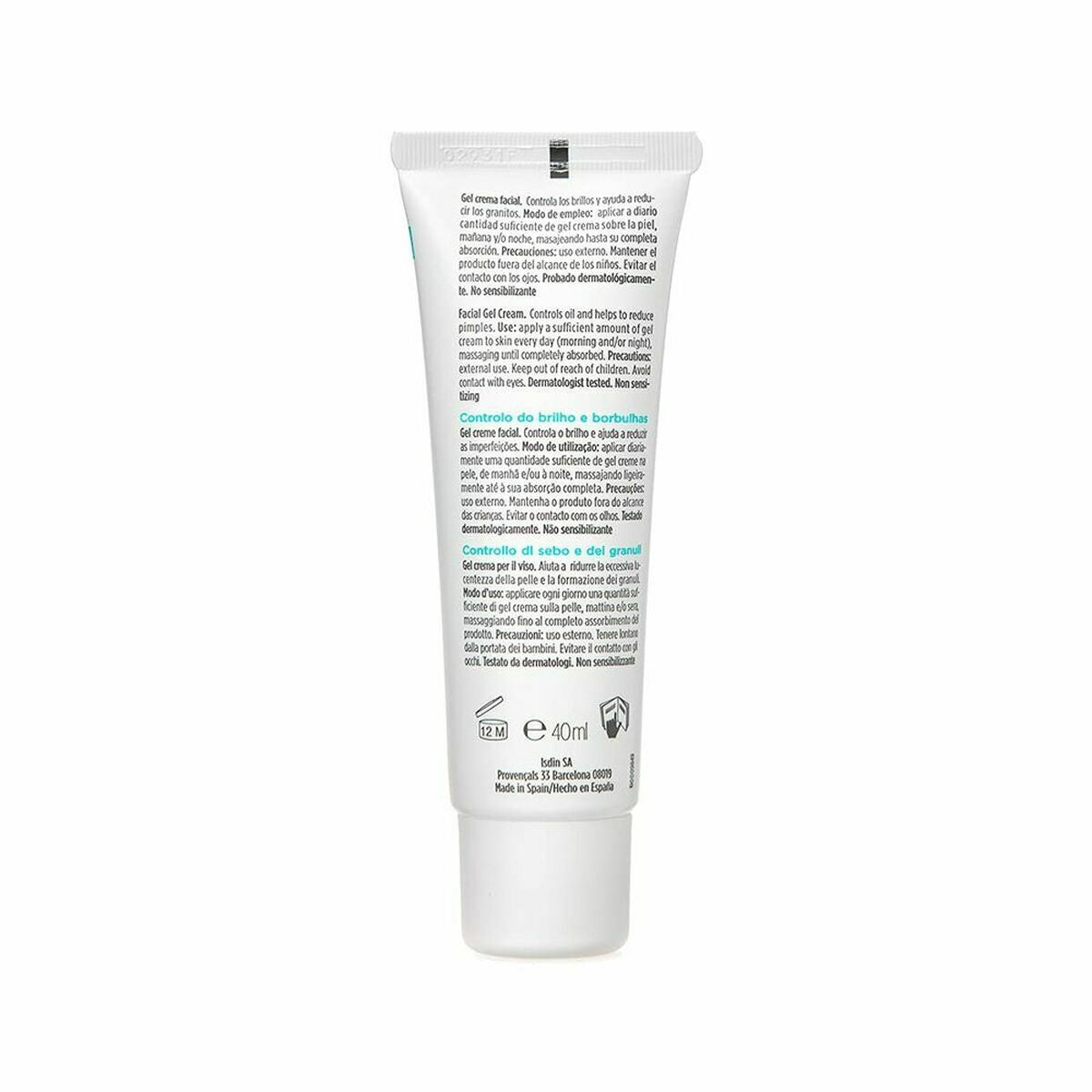 Traitement des Peaux Acnéiques Isdin 3-50825 40 ml, tube de crème anti-imperfections pour peau sujette à l'acné.
