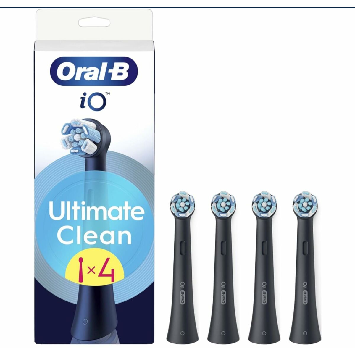 Tête de rechange Oral-B Noir, pack de 4 têtes, brosse à dents électrique, design moderne Ultimate Clean.