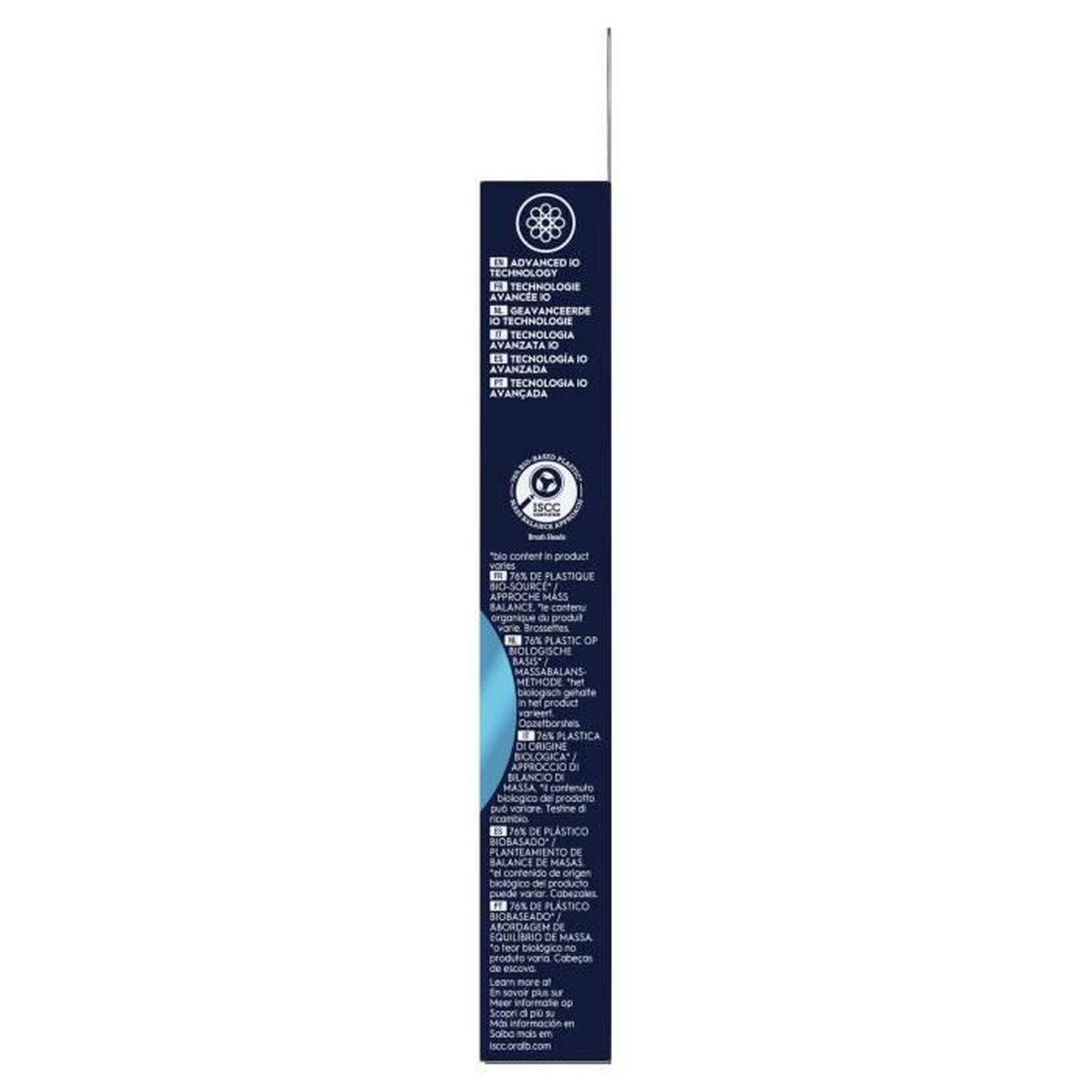 Tête de rechange Oral-B Noir, emballage montrant les informations de sécurité et d'utilisation.