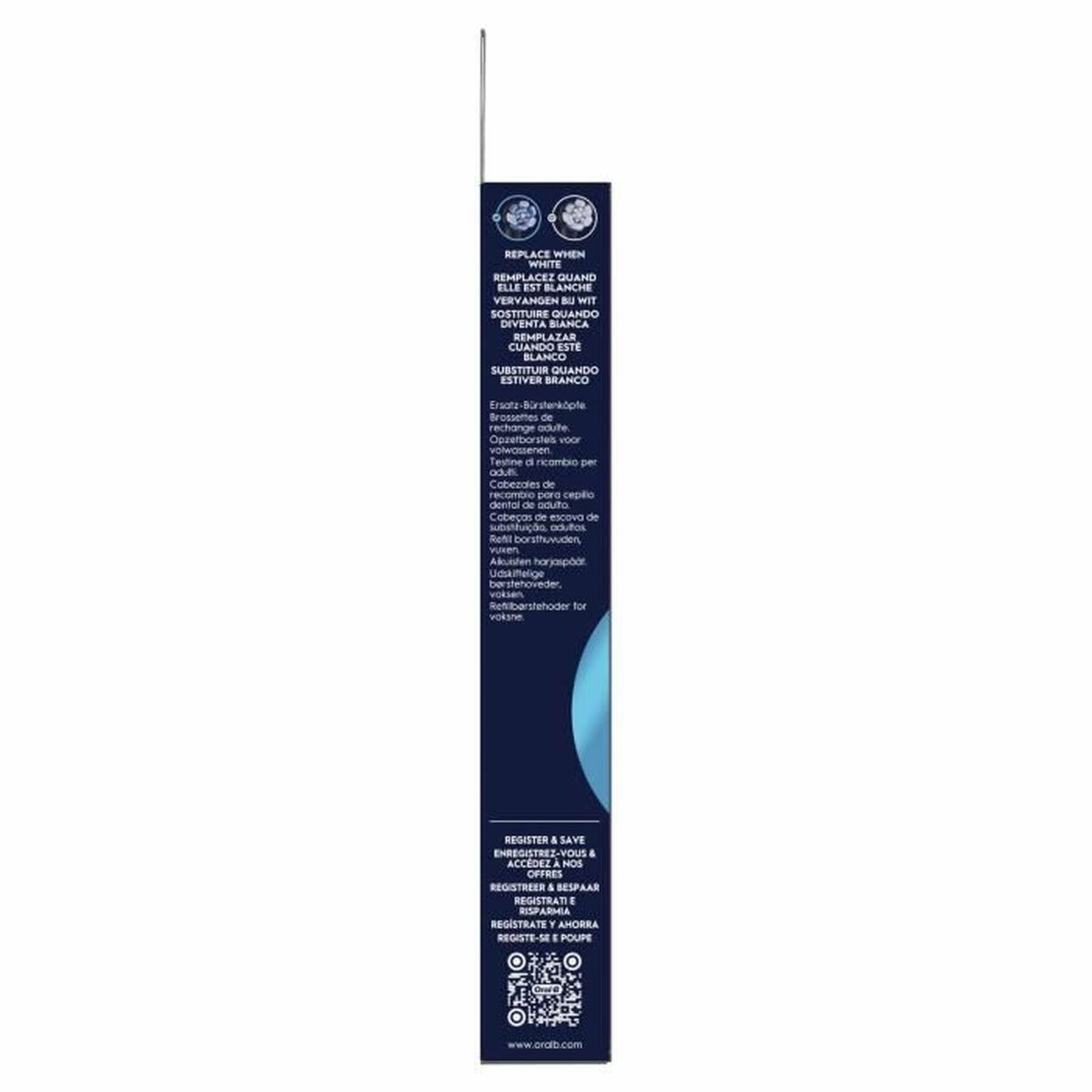 Tête de rechange Oral-B Noir - instructions et informations de produit sur l'emballage.