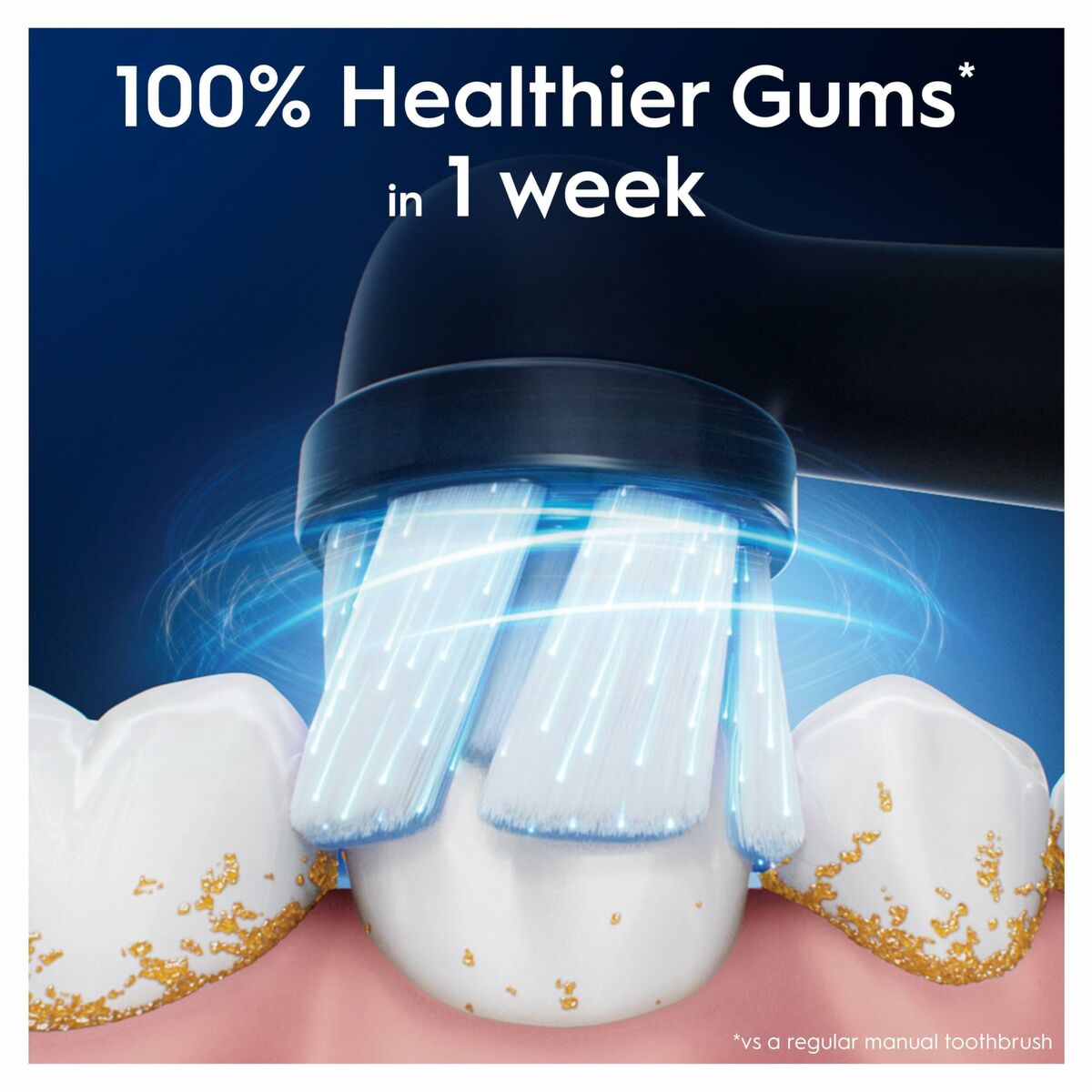 Close-up of toothbrush improving gum health in 1 week for brighter smiles.