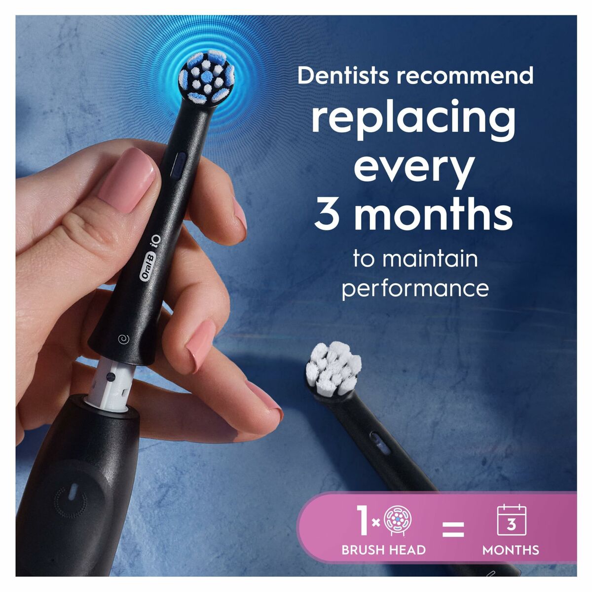 Recommandation des dentistes pour remplacer la tête de brosse Oral-B tous les 3 mois pour un meilleur entretien.