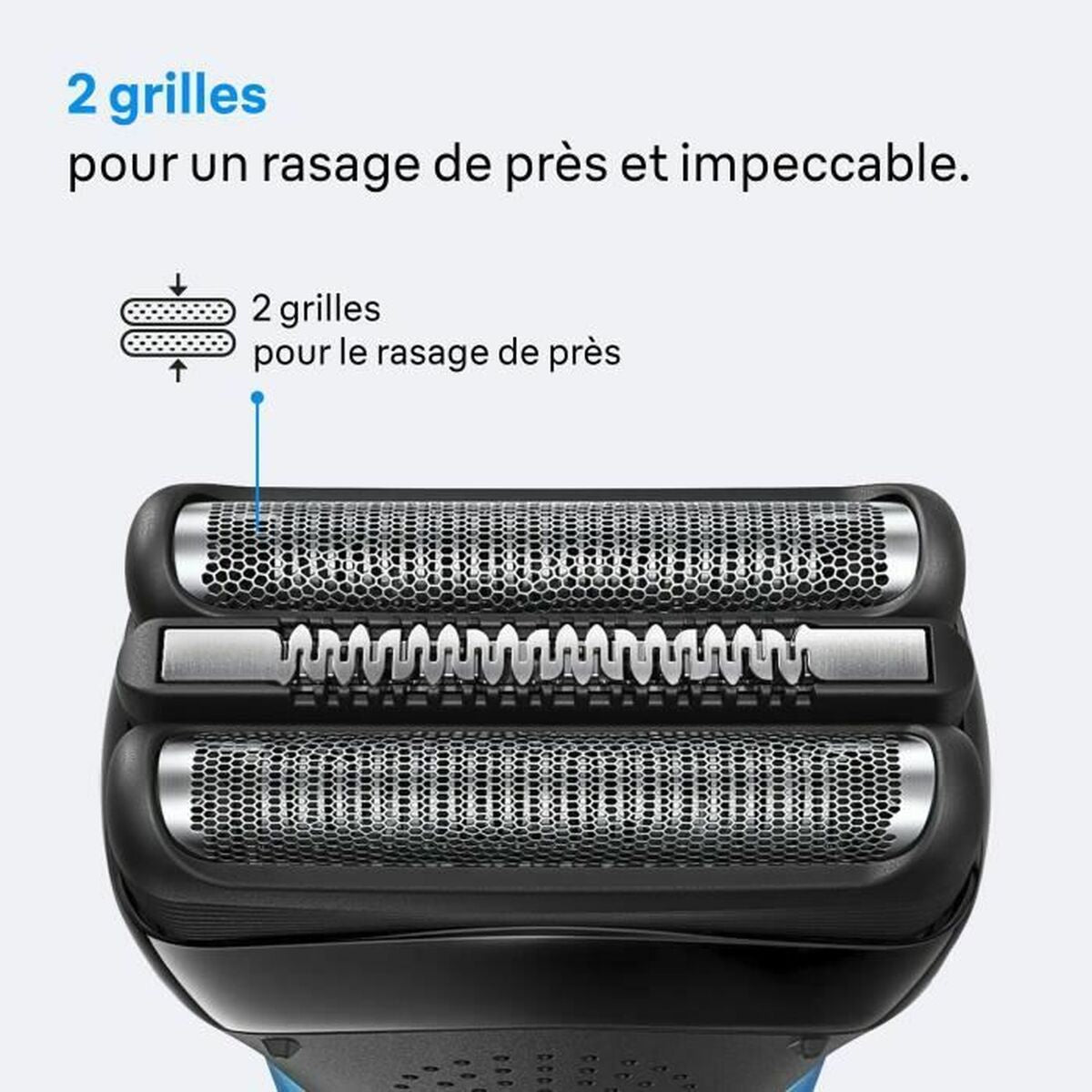 Tête de rasage Braun Series 3 avec 2 grilles pour un rasage de près et impeccable en noir.