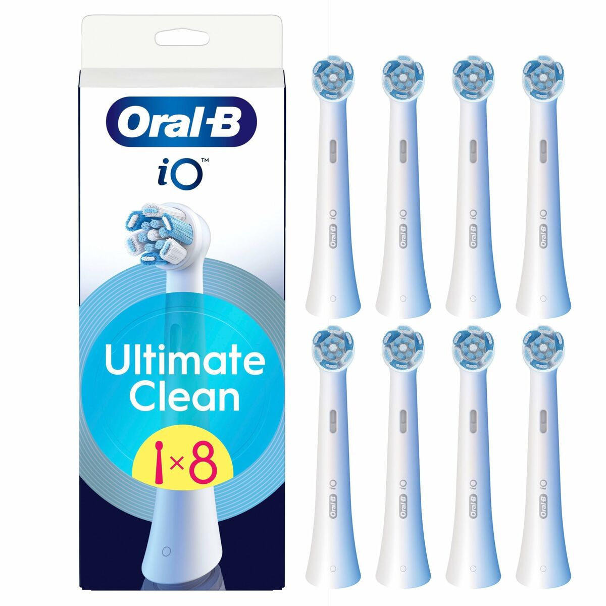 Tête de rechange Oral-B Ultimate Clean avec 8 têtes de brosse à dents pour un nettoyage optimal.