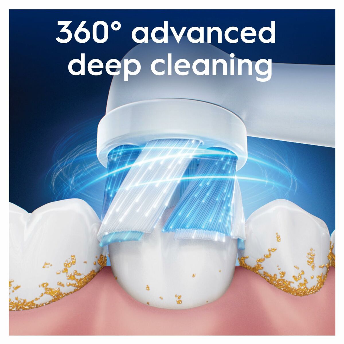 360° advanced deep cleaning with Oral-B replacement brush head for effective oral hygiene.