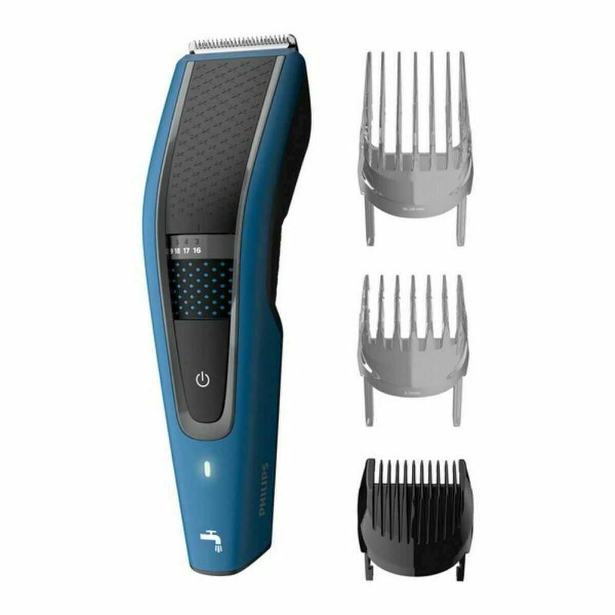 Tondeuse sans fil Philips HC5612/15 avec accessoires, idéale pour des coupes de cheveux précises et confortables.
