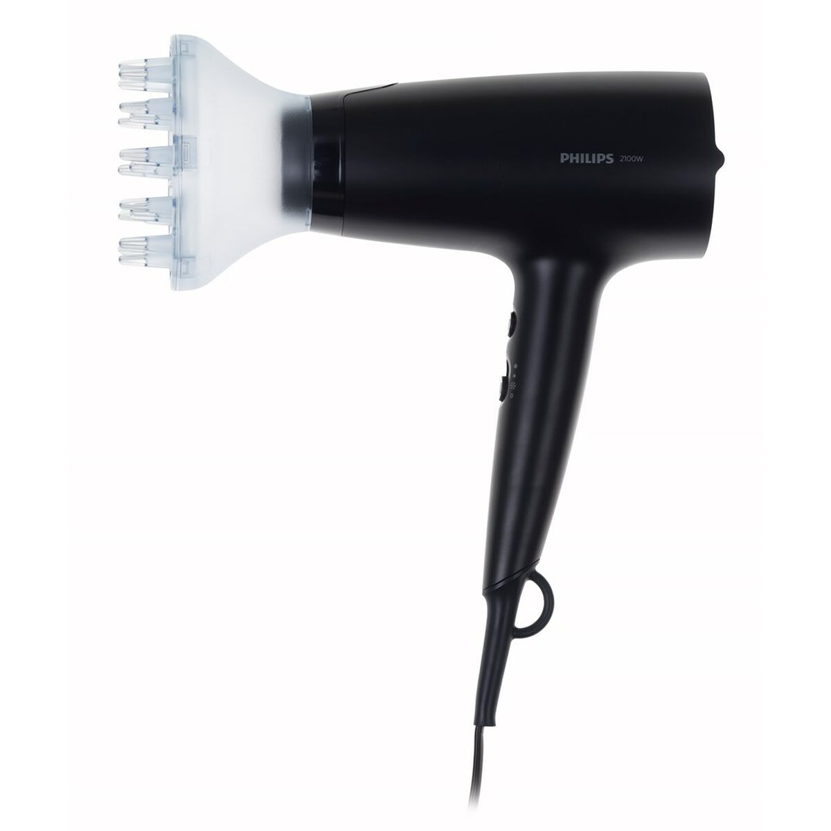 Sèche-cheveux Philips 2100 W avec diffuseur, couleur bleu marine, 6 vitesses, moteur DC, câble de 1,8 m.