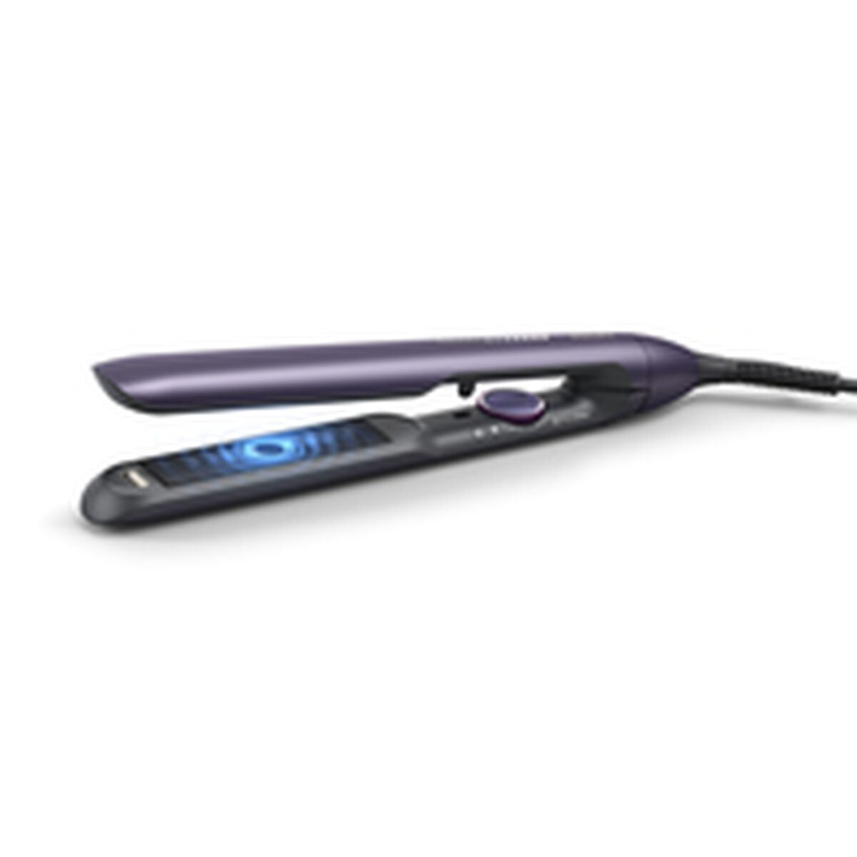 Lisseur à cheveux Philips Pourpre, fer à lisser avec thermostat réglable et arrêt automatique, design élégant.