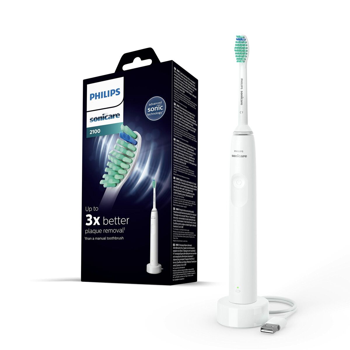 Brosse à dents électrique Philips HX3651/13 Blanc avec son packaging, conçue pour améliorer l'hygiène buccale.