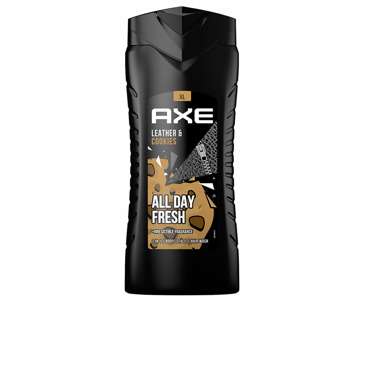 Gel de douche Axe Leather & Cookies 400 ml pour hommes, parfum agréable, 3-en-1, tous types de peau et cheveux.