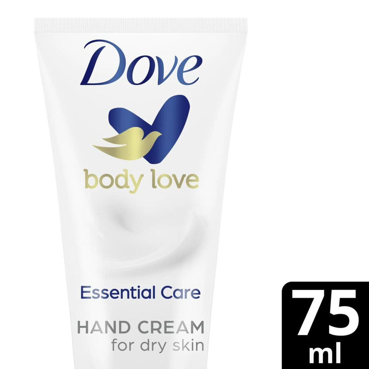 Dove Essential Care hand cream tube, 75 ml, suitable for dry skin, unisex lotion for all skin types.
