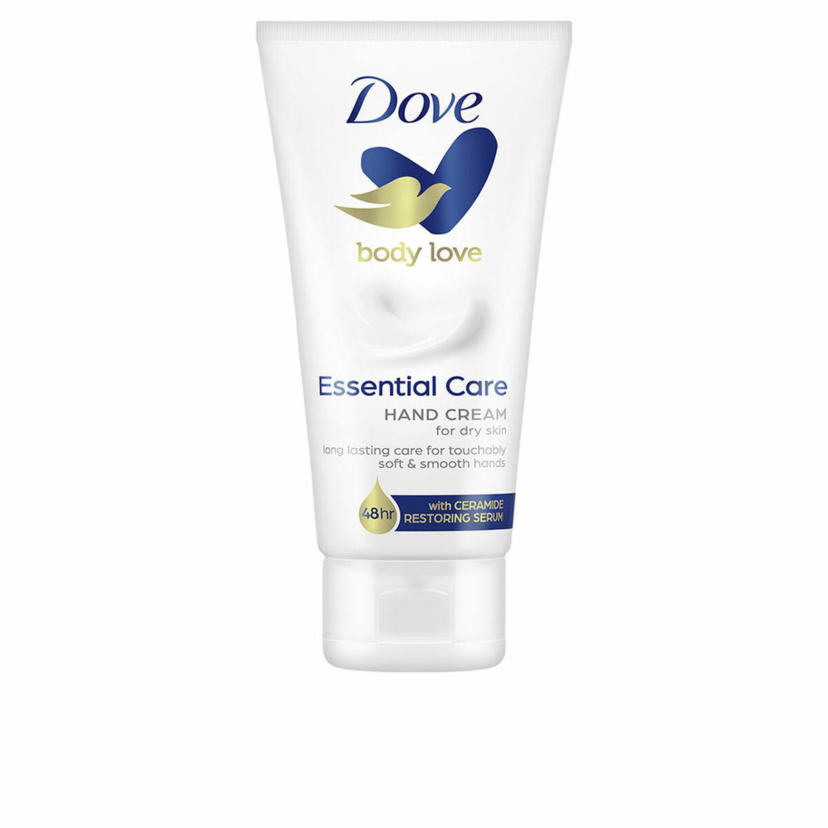 Dove Essential Care hand cream 75 ml tube for soft, smooth hands; suitable for all skin types; affordable quality lotion.
