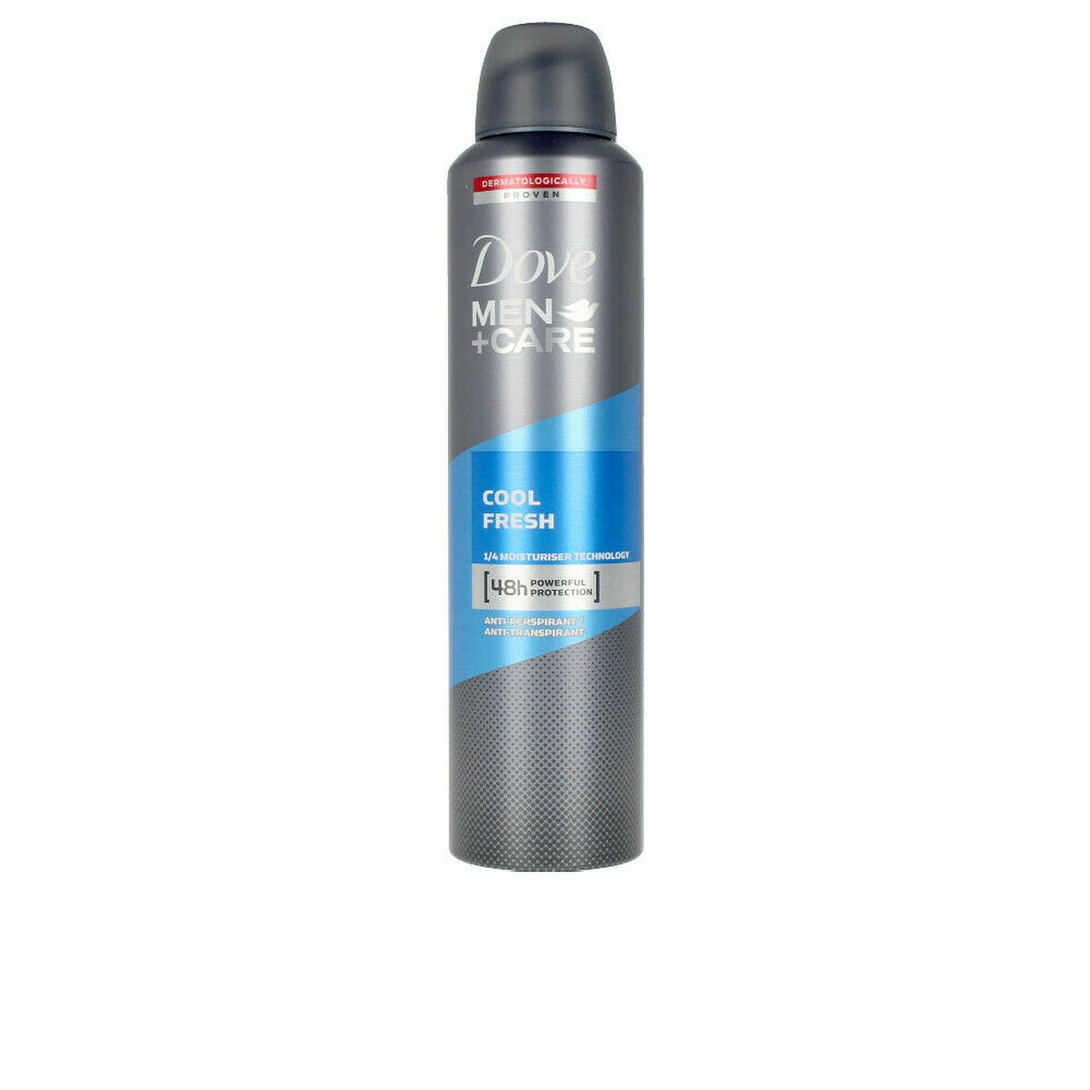 Spray déodorant Dove Men+Care Cool Fresh 250 ml dans un flacon design moderne, offrant une fraîcheur agréable pour les hommes.