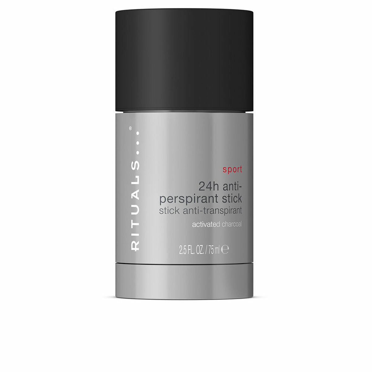 Déodorant Rituals Sport 75 ml stick, 24h anti-transpirant, idéal pour tous types de peau, avec charbon actif.